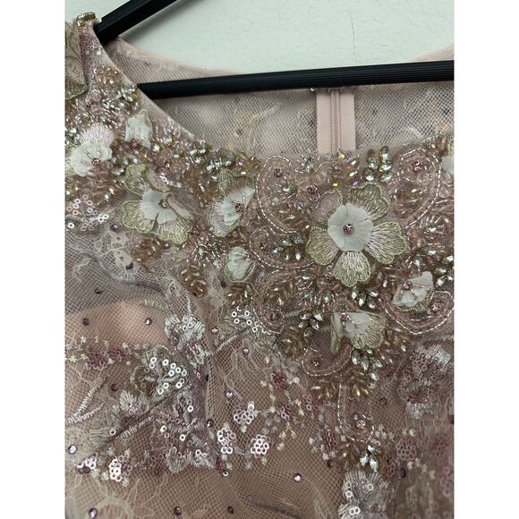 NWT MAC DUGGAL Pink Long Sleeves Sequin Embroidery Evening Dress 67501 Size 2 - Picture 3 of 9